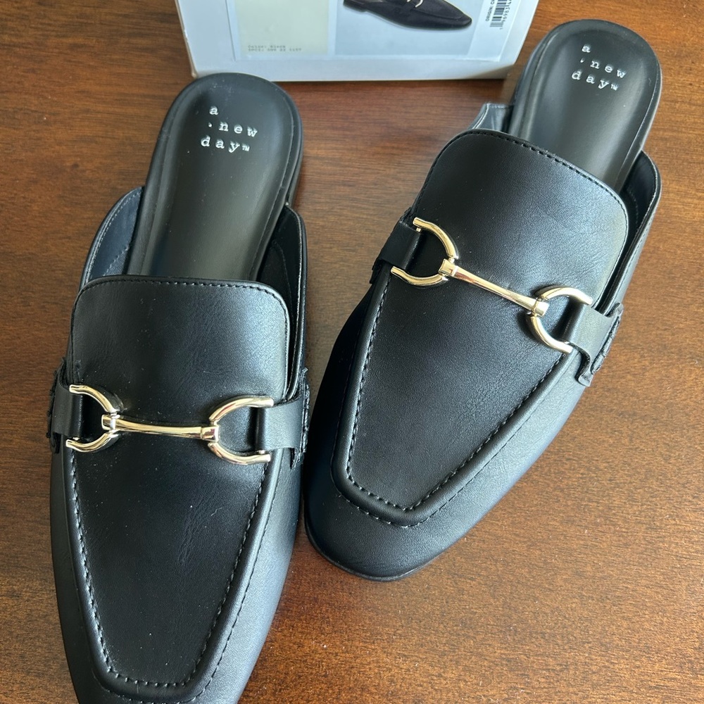 A New Day Black Slip-On Mules Flats